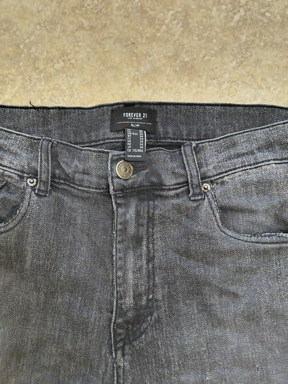 Forever 21 Men's Slim Dark Gray Denim Jeans